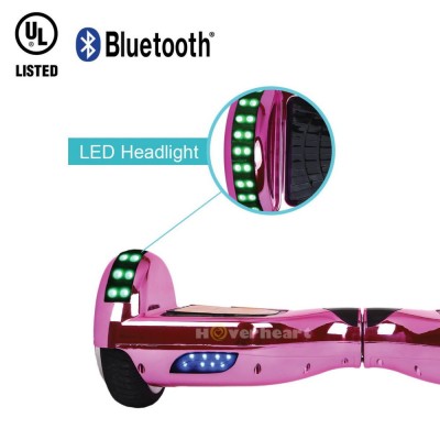 UL 2272 Certified Hoverboard 6.5" with Bluetooth Speaker Self Balancing Wheel Electric Scooter - New Chrome Pink   